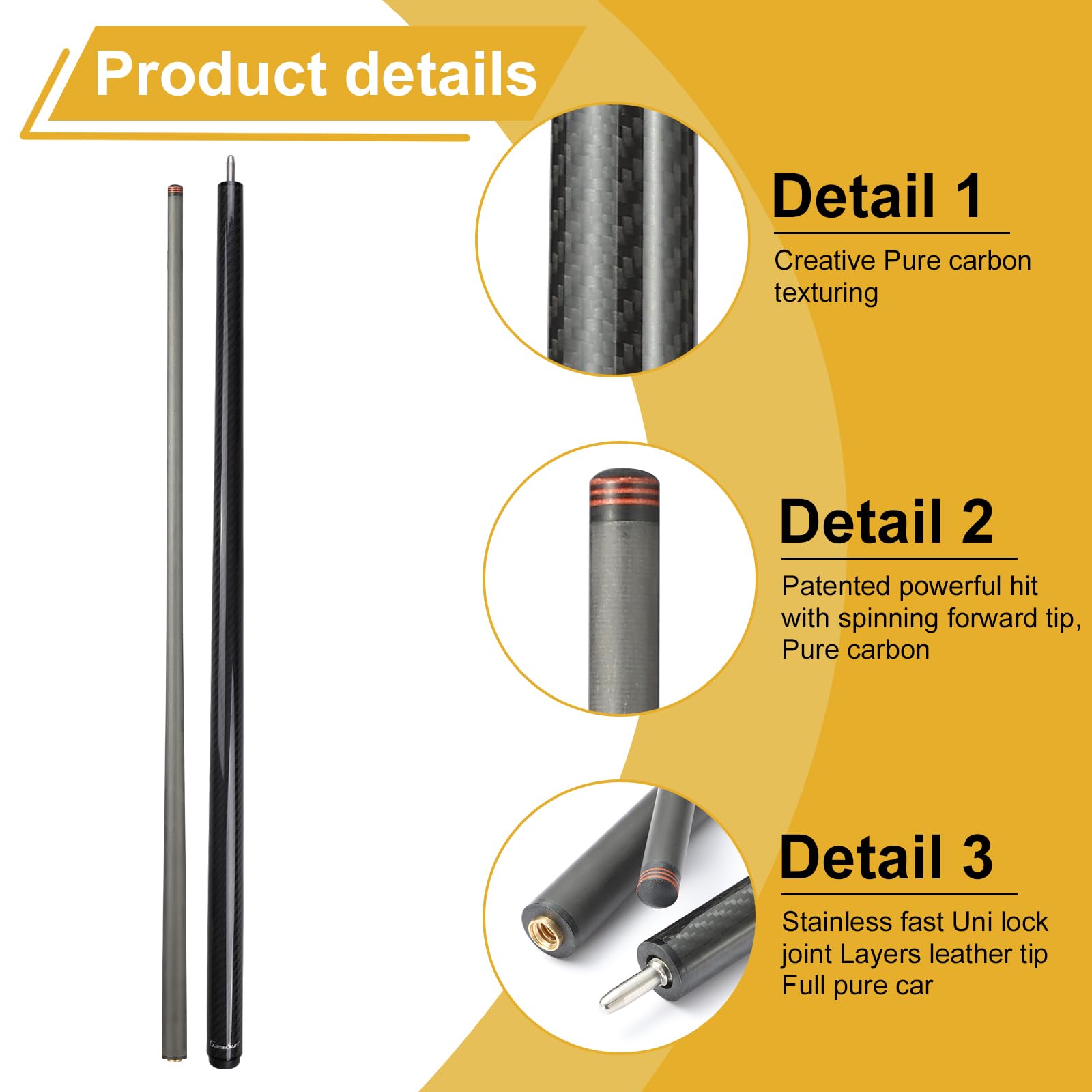 Amazon.com : GAMESUN Carbon Fiber Break Pool Cue Stick, 13mm Tip