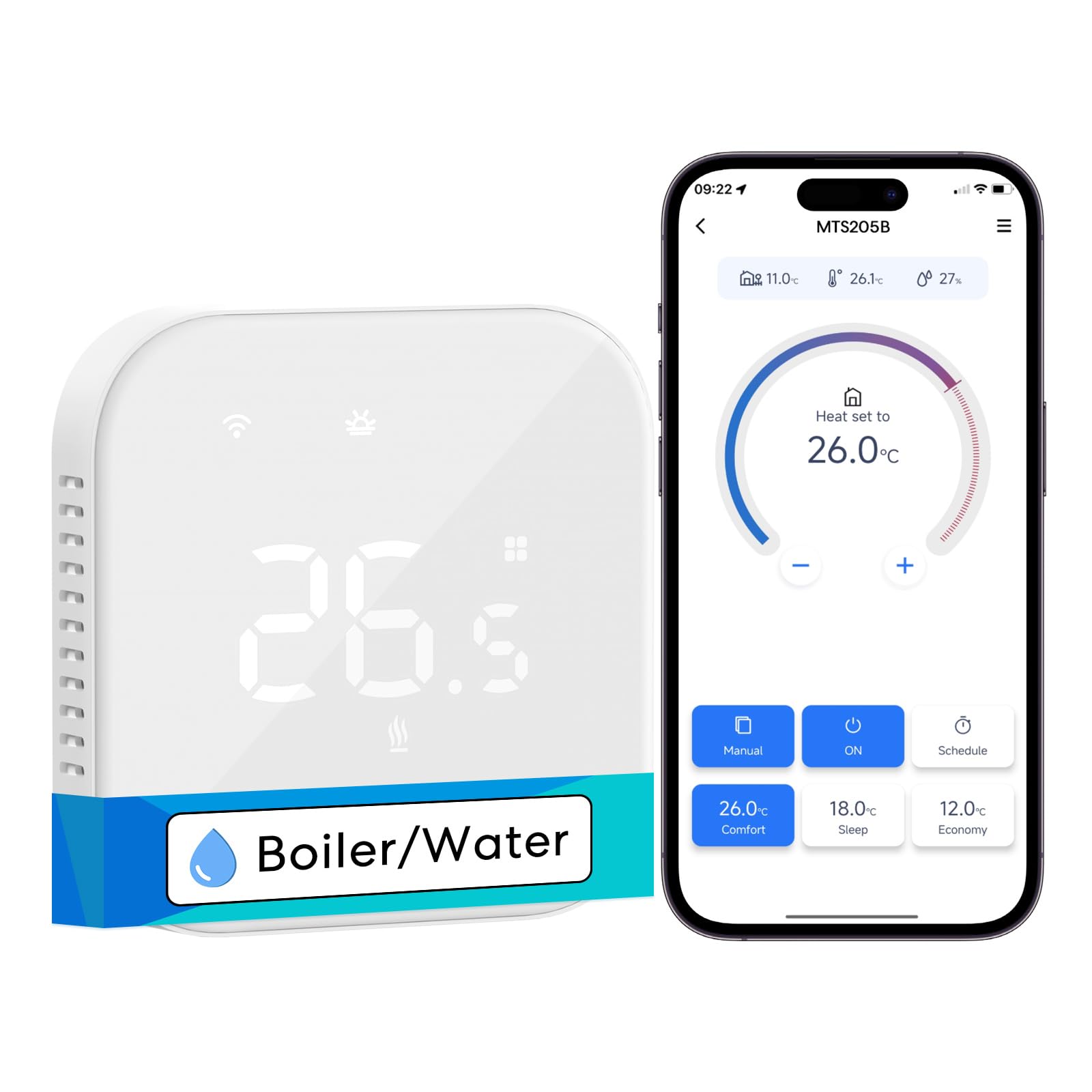 Meross Smart Thermostat für wassergeführte Fußbodenheizung Heizen & Kühlen Weiß