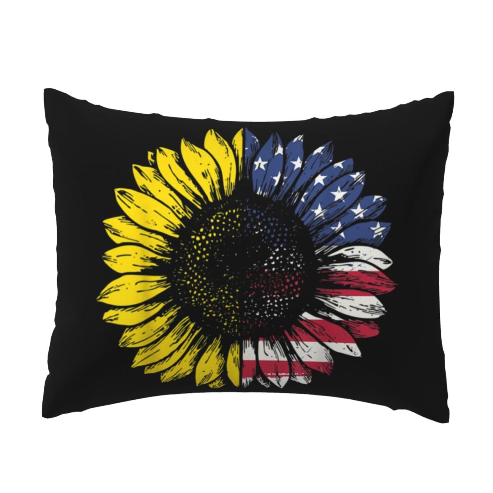 WSHFFILO Sunflower American Flag printed Pillow Case 20x26in Decorative pillowcase Throw Pillow Cover