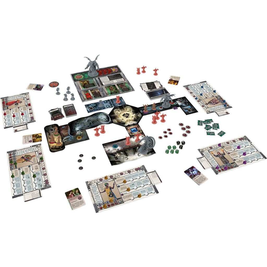 Asmodee Cthulhu: Death May Die, Juego de Mesa Cooperativo de Acción y Terror de los Mitos de Cthulhu, Enfrentamiento contra los Primigenios, A Partir de 14 Años, De 1 a 5 Jugadores, Español