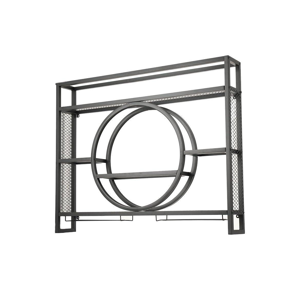 Étagère à vin murale - Étagère à verre à vin - 3 couches - Étagère en fer - Présentoir à vin - Vitrine suspendue - Support pour verres à vin - Armoire murale pour maisons, bars, cuisines, 120 x