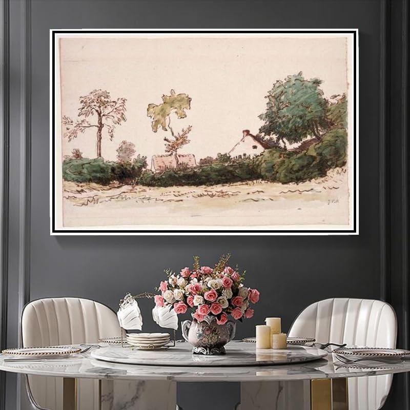 Miniatura 3 de Pintura por números para kits de adultos Farm Near Vichy Pintura por Jean-Francois Millet Arts Craft para decoración de pared del hogar