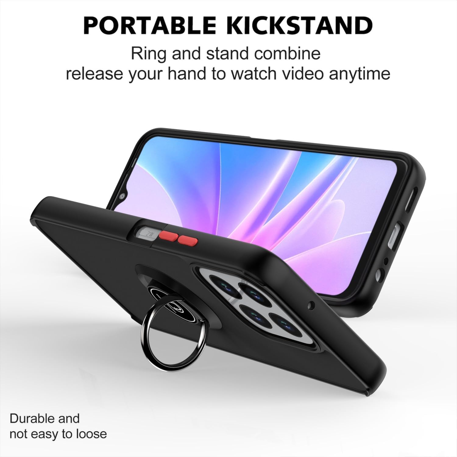 Case for Infinix Note 50 Pro Phone Case with Ring Car Mount Stand,TPU + Hard PC Dropproof Cell Phone Cover-Black