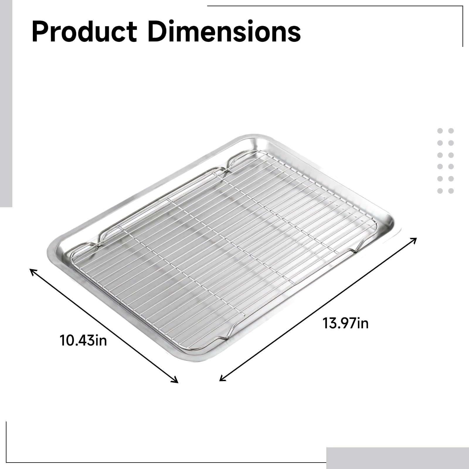 14 X 10.4 Inch Stainless Steel Baking Tray with Cooling Rack, Grill Pan for Roasting, Baking, BBQ, and Smoking