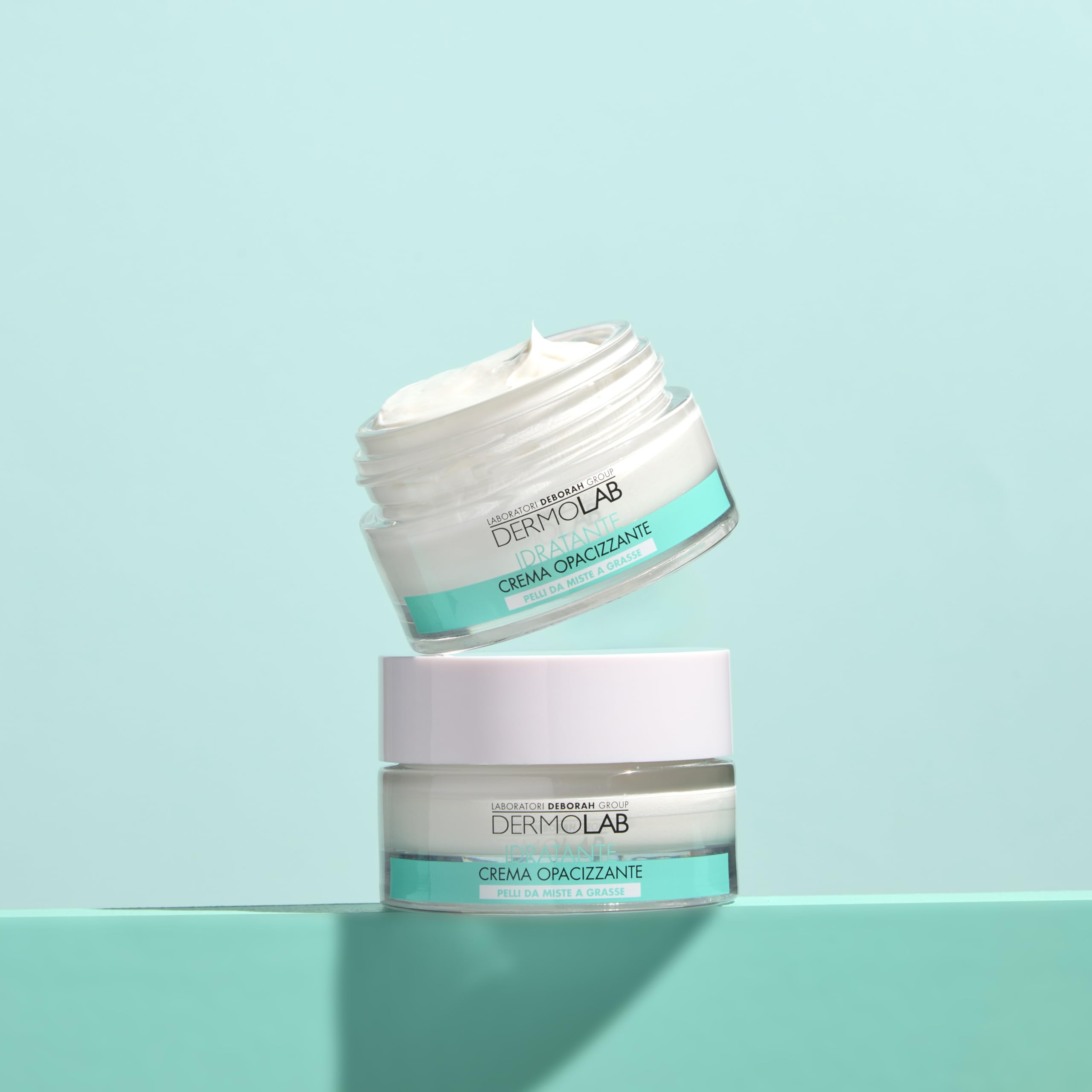 Dermolab - Crema Viso Idratante Opacizzante, per Pelle Mista e Grassa, con Pool di Acido Ialuronico, Effetto Matte e Antiossidante, Rimpolpa in Profondità, SPF 15, 50 ml