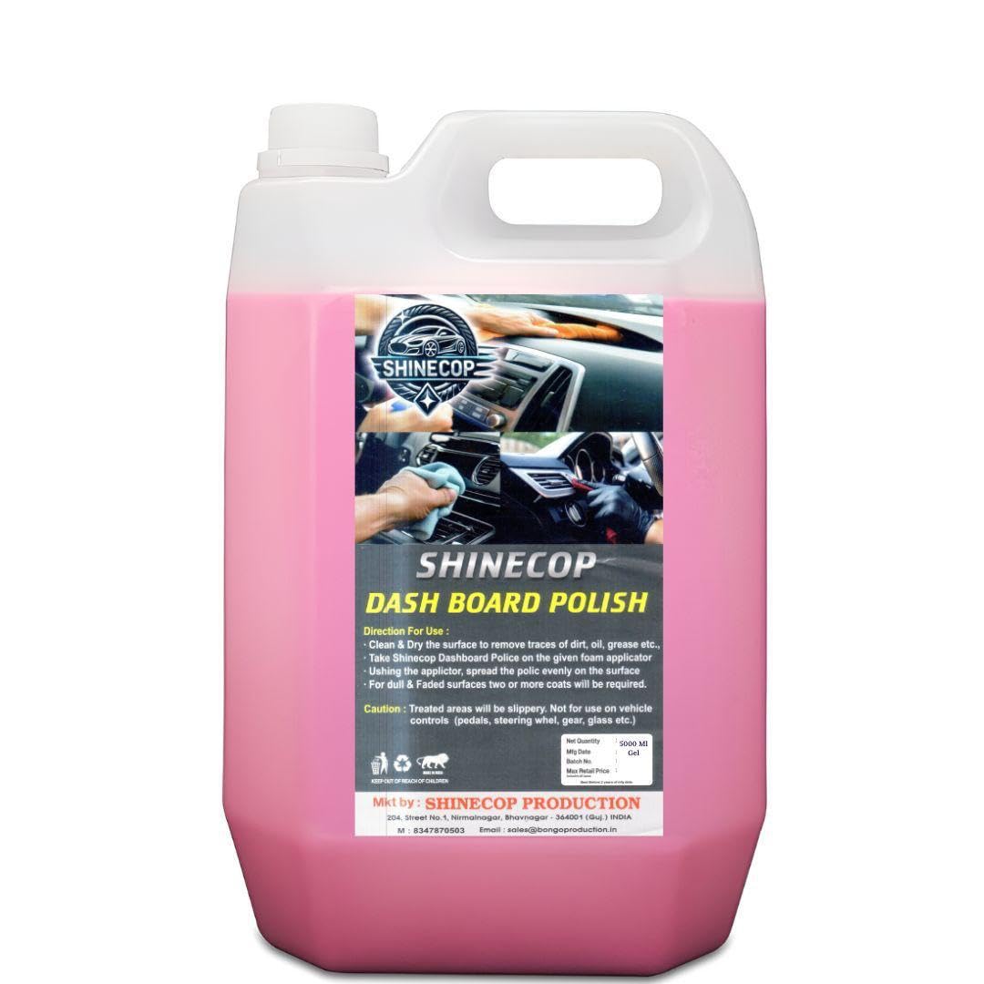 shinecop dashboard polish 5 liter leather conditioner protectant car dashboard polish | interior car polish for plastic, leather, vinyl and rubber | restores gloss and shine 5 liter (pink)