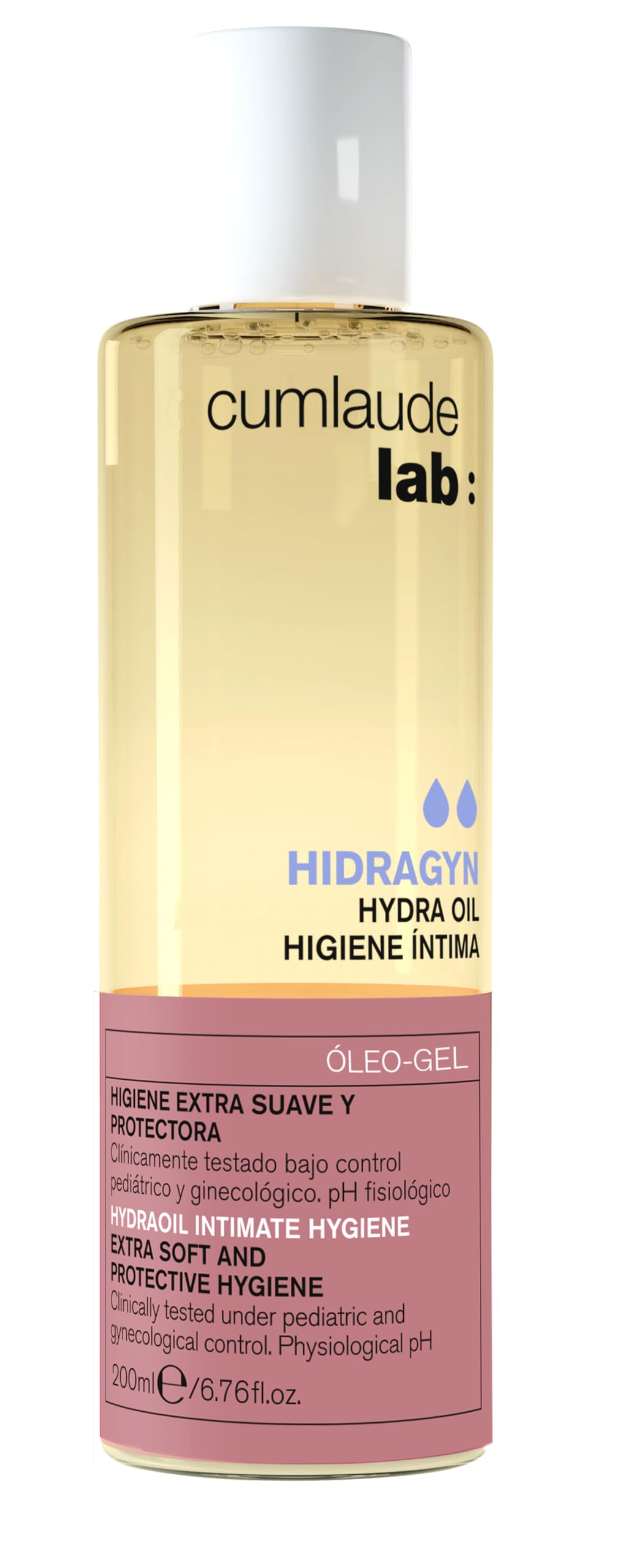 Cumlaude Lab - Hydra Oil Higiene Íntima, Aceite Limpiador Íntimo Hidratante, Alivia el Picor y la Irritación, Acción Emoliente y Suavizante, con Aceite de Almendras y Vitaminas B y E - 200 ml