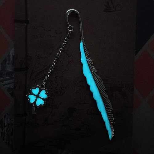 Marcapáginas luminoso de metal, marcapáginas que brilla en la oscuridad con colgante de flores 3D para mujeres, amantes de los libros de profesores,
