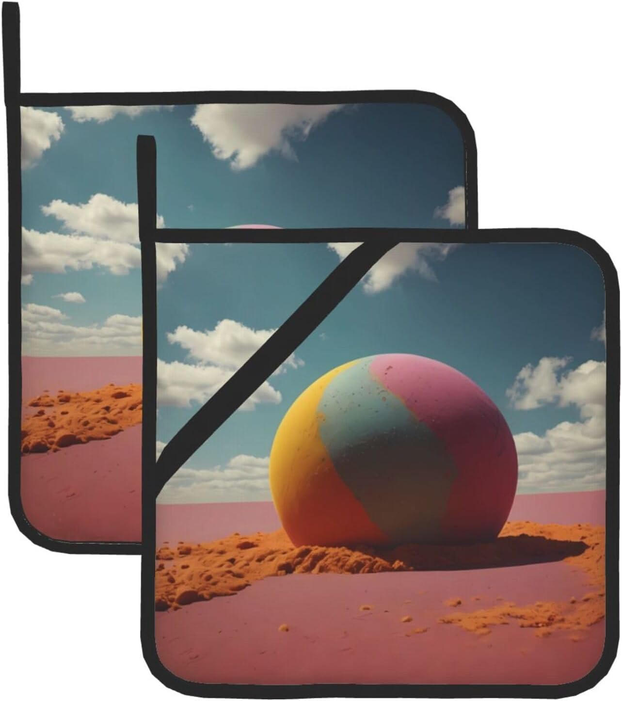 Colored Shot Put Printing Square Heat-Proof Pot Holders (Set of Two) 8x8 in : Quality Fabrics, Anti-Scalding and Easy to Clean