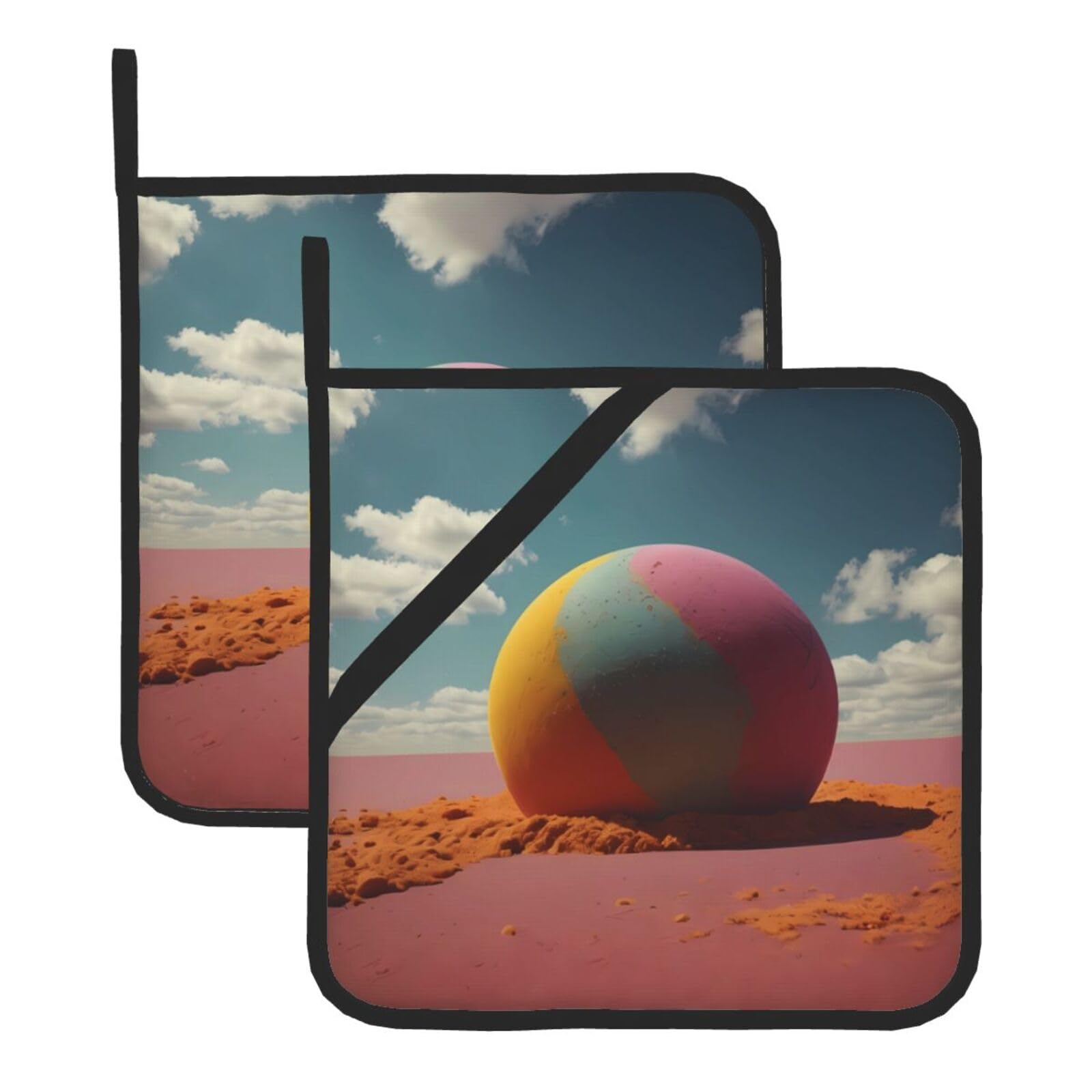 Colored Shot Put Printing Square Heat-Proof Pot Holders (Set of Two) 8x8 in : Quality Fabrics, Anti-Scalding and Easy to Clean