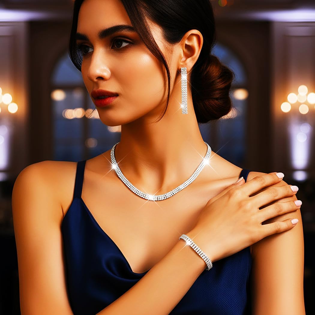 GORAIS Wedding Jewelry Sets Rhinestone Necklace Bridal Formal Jewelry for Women and Brides - Image 6