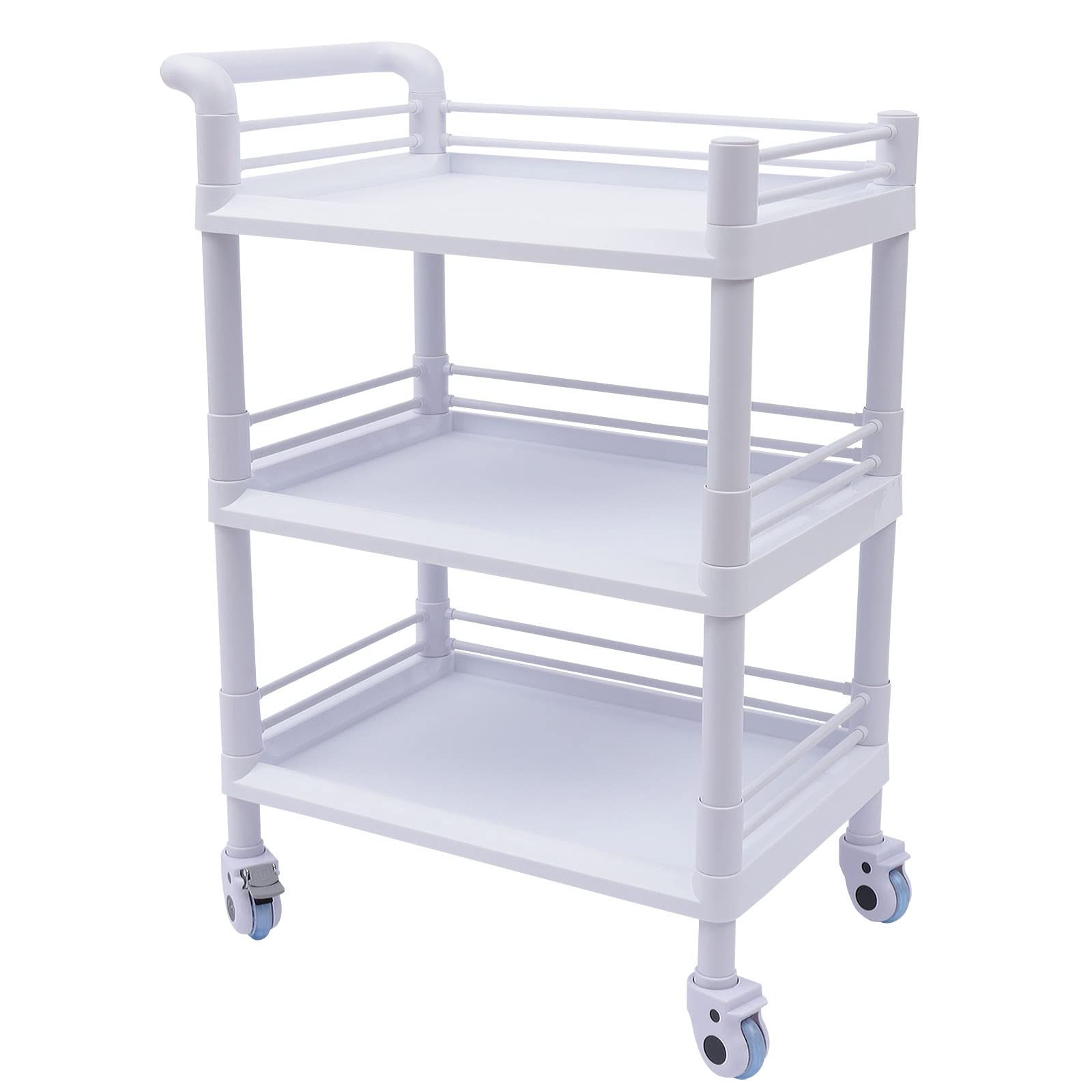 3 Tier Rolling Cart, Medical Carts with ?heels, Beauty Salon SPA Medical Rolling Cart, Commercial Hospital Office Lab Cart with 360° Silent Swivel Wheels (White)