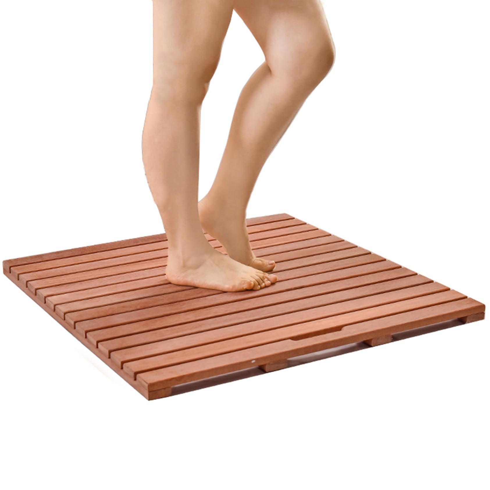 Tapis de douche en teck 68,5x96,5 cm antidérapant pour salle de bain