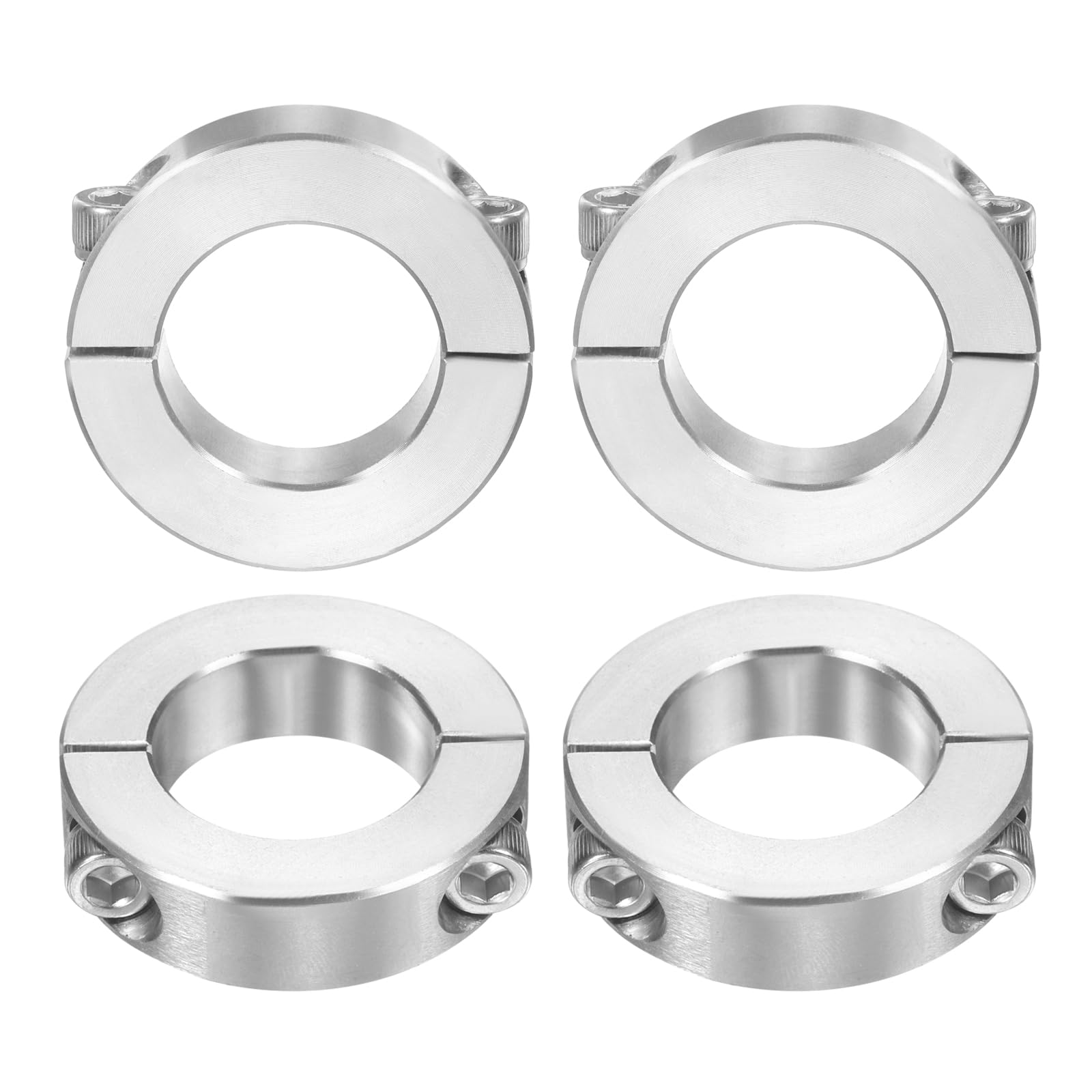 sourcing map 4 pezzi collare doppio albero foro 2,5 cm, due pezzi collare di bloccaggio 1-3/4 "OD 1/2" spessore, 303 acciaio inox set vite collare diviso