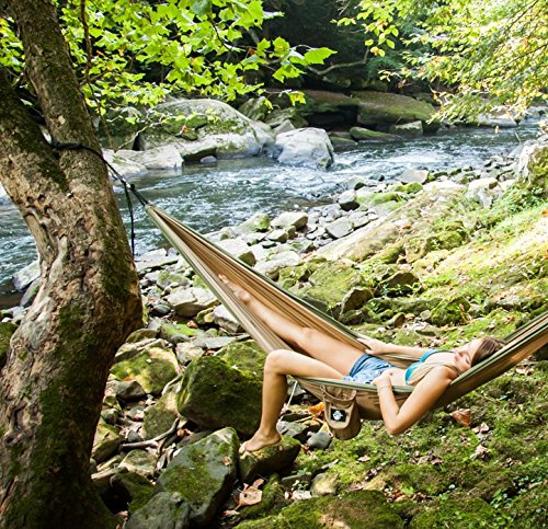 Legit Camping - Double Hammock - Lightweight Parachute Portable Hammocks for Hiking, Travel, Backpacking, Beach, Yard Gear Includes Nylon Straps & Steel Carabiners (Charcoal/Sapphire)