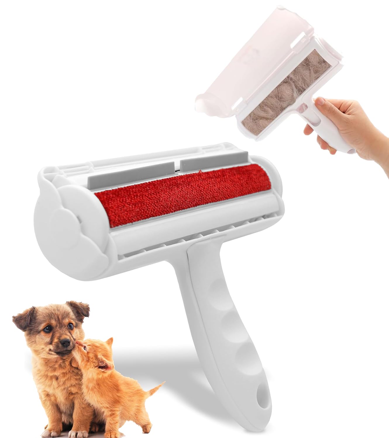 Togli Peli Animali – Spazzola Leva Peli Riutilizzabile per Cani e Gatti - Rimuovi Peli da Divani, Letti, Tappeti, Vestiti - Raccogli Peli Animali Universale (Rosso)