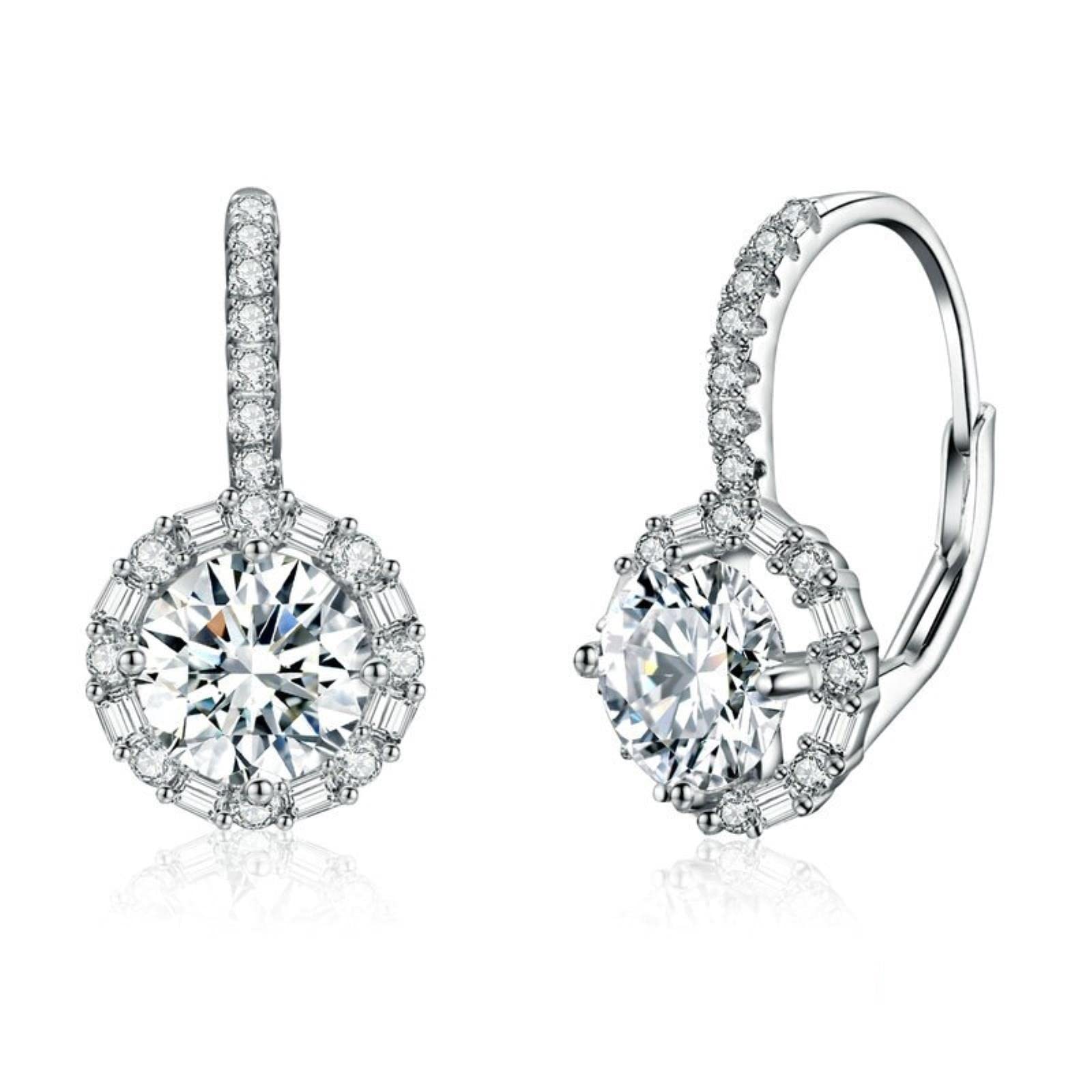 Pendientes De Aro De Moissanita De 1,0 CT para Mujer, Regalos De Joyería Fina De Compromiso Brillante De Plata De Ley 925