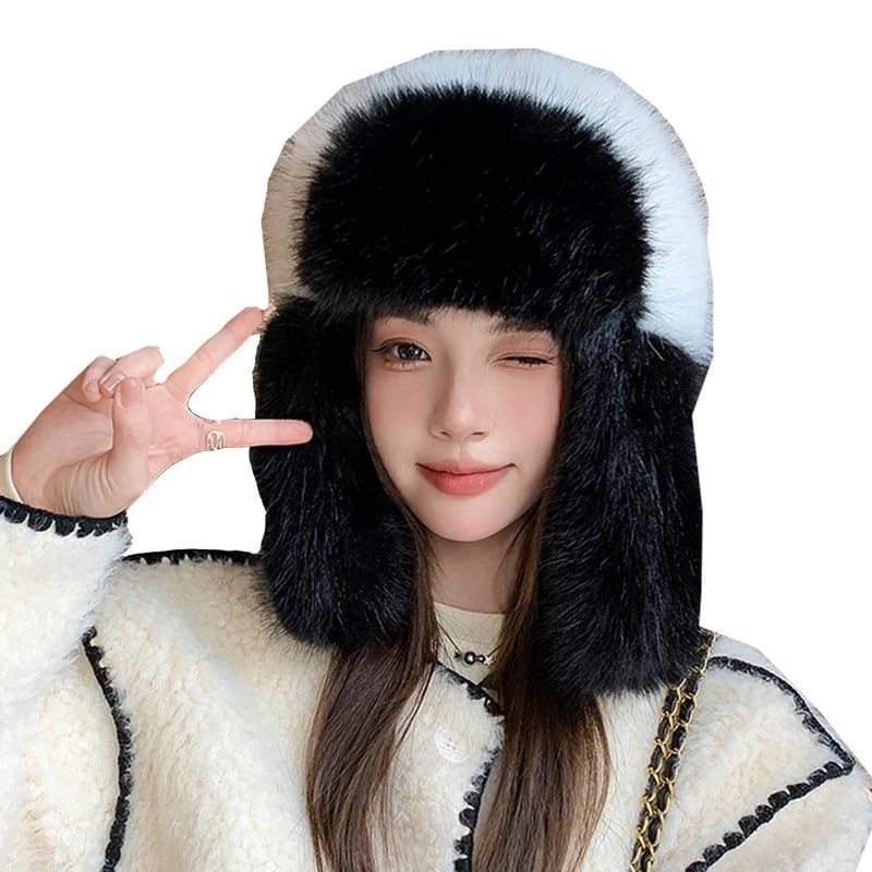 DAISHA Women Men Winter Trapper Hat Ear Flaps Russian Ushanka Trooper Aviator Hunting Hats Eskimo Windproof Ski Snow Cap
