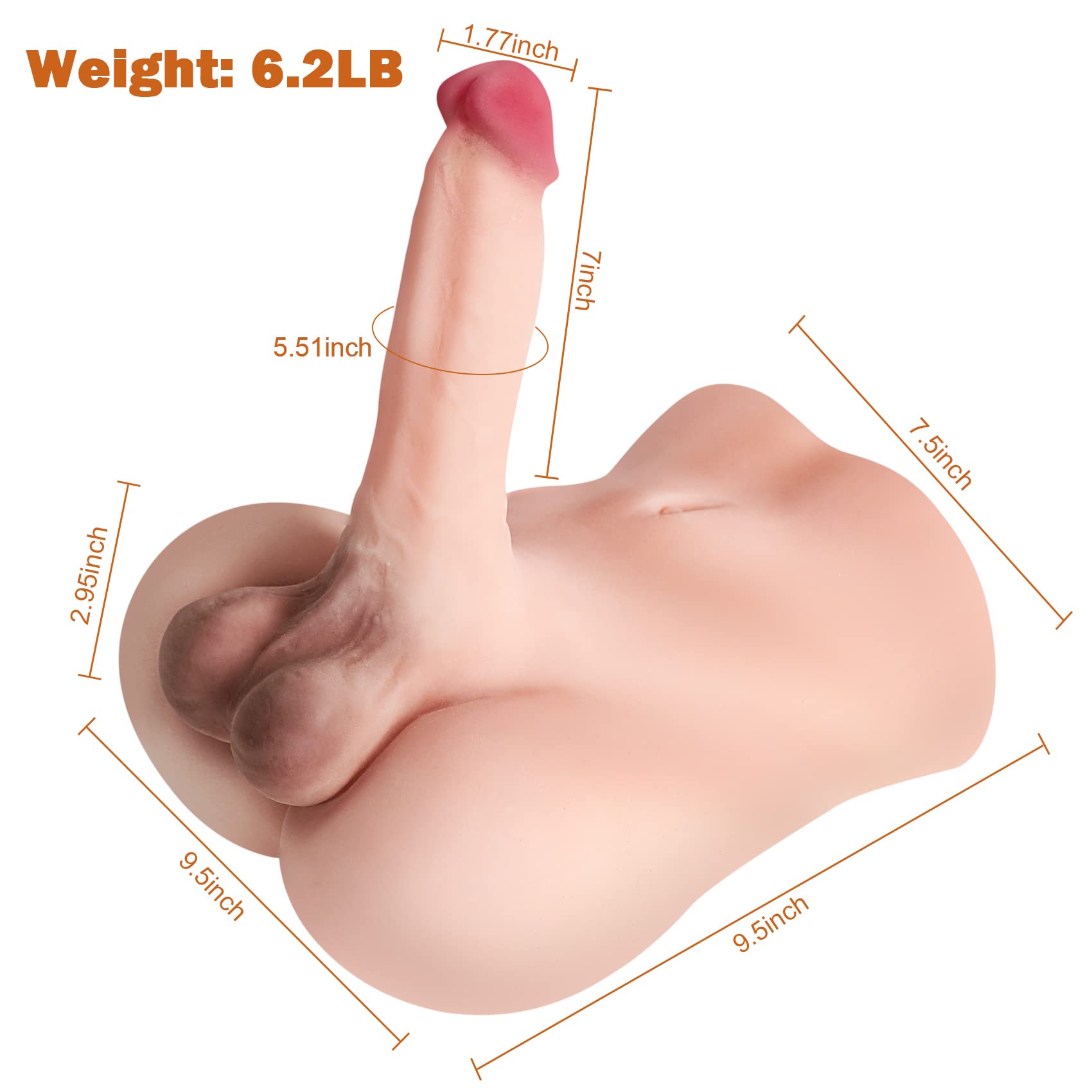 Male Sex Doll with Realistic Big Dildo, Sex Doll for Women Sex Dolls Torso Gay Sex Toy with Huge Dildo Testicles Anal Sex Adult Toys Gay Sex Doll Unisex Female Sex Toys for Gay Men Women Couple 6.2LB