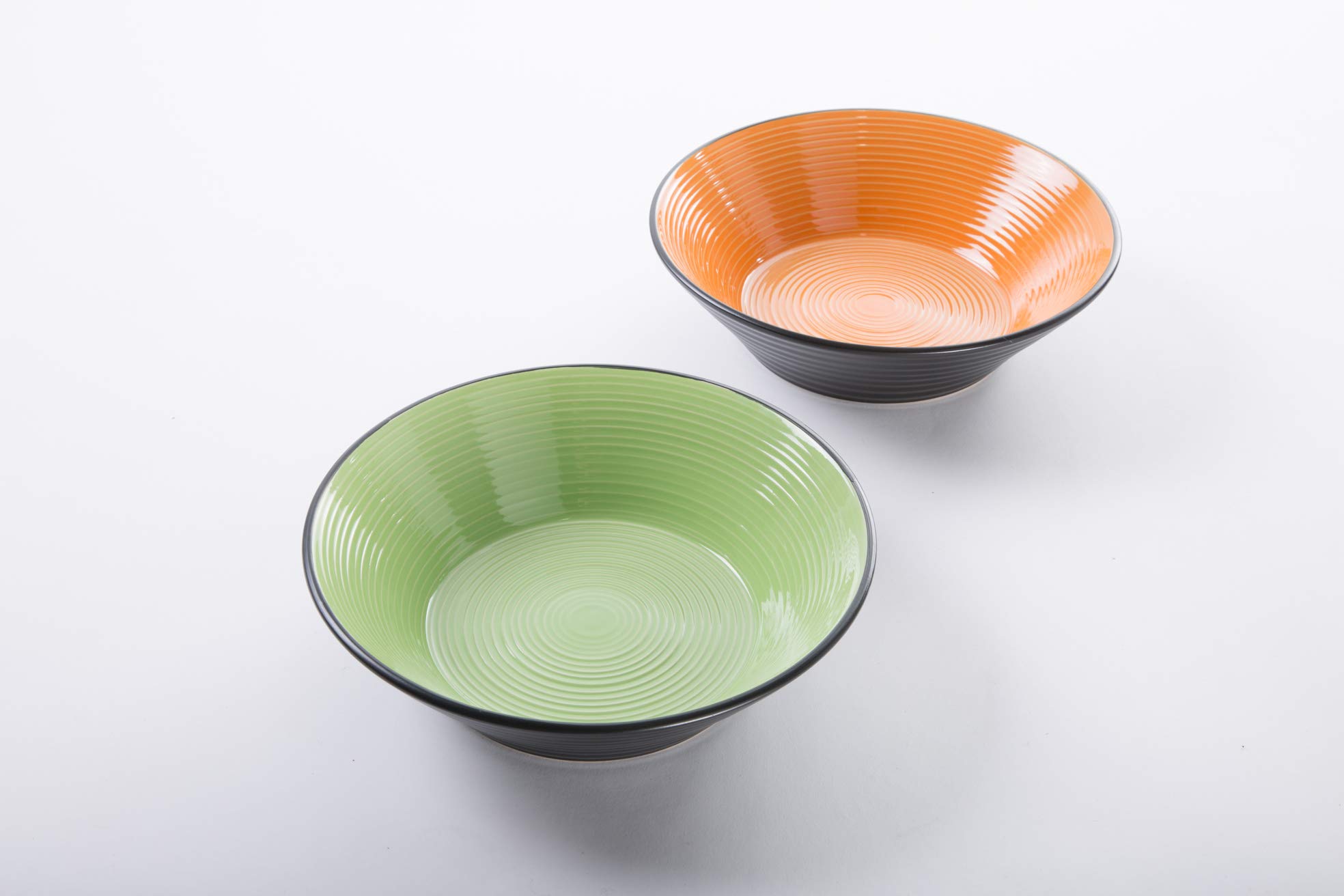 Deagourmet Salad Bowl, Stoneware, Black/Orange, Green, 0