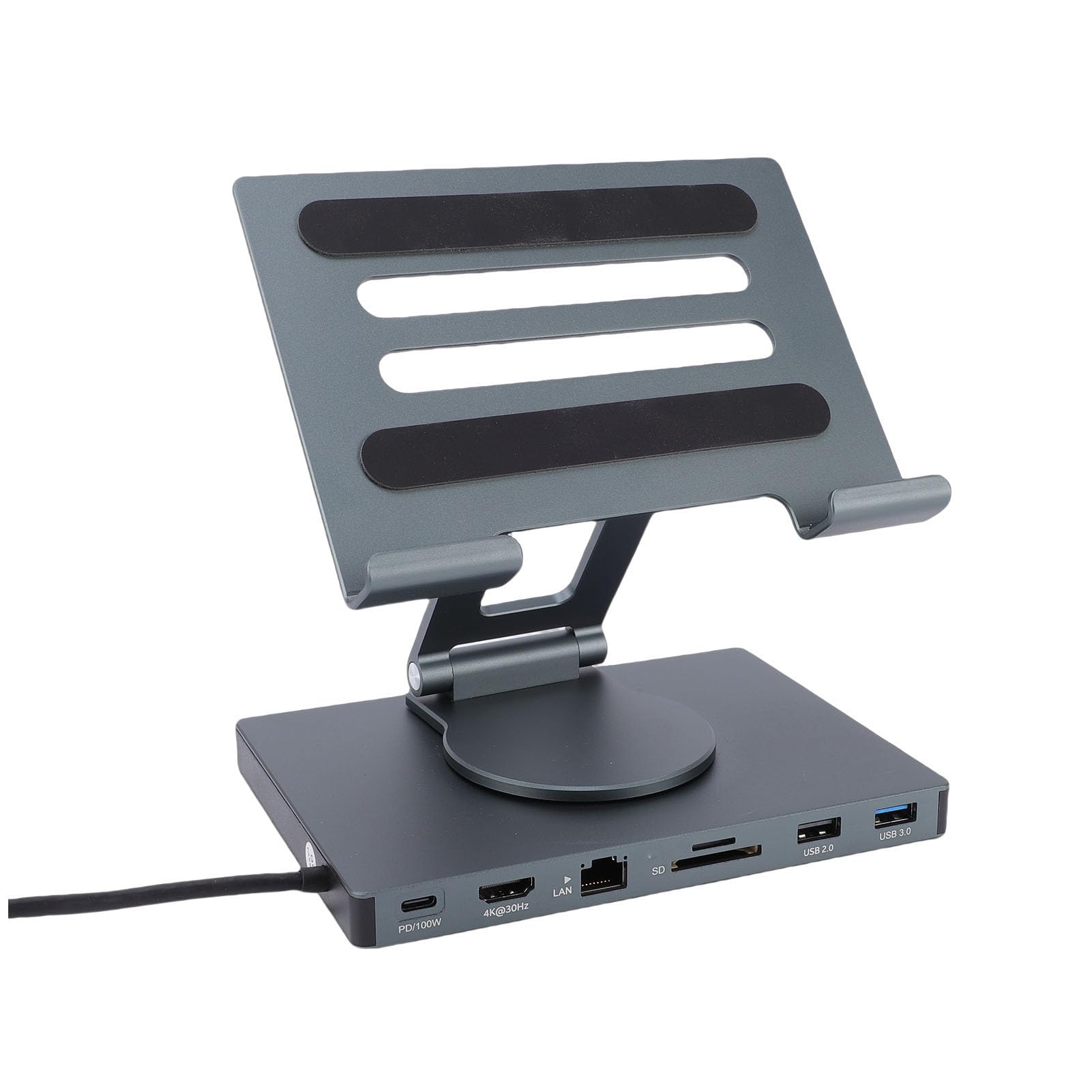 banapoy Hub USB C 7 W 1 Stojak na Pad, Uchwyt na Tablet Adapter Wieloportowy Stacja Dokująca do Laptopa Podstawka ładująca z podstawą 360, Port PD 100 W, 4K 30 Hz, Ethernet RJ45