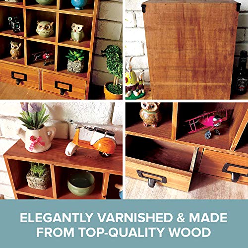 Primo Supply 2-Way Wood Cabinet Cubbies - Rustic Home Decor - Floating Shelves For Storage - Farmhouse Decor Desk Shelf With Drawers - Cube Shelf Display - Vintage Room Decor For Bedroom Aesthetic #TOP6