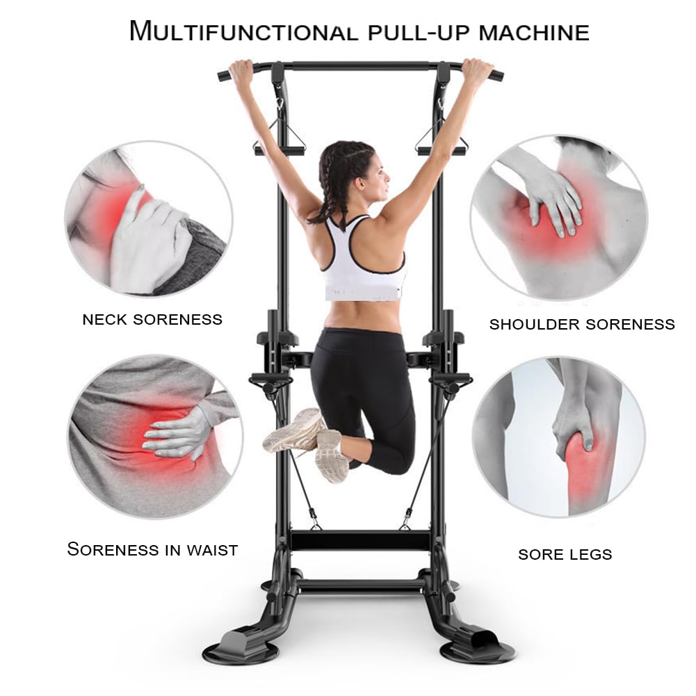 Power Tower multifunzione regolabile in altezza con schienale per allenamento, stazione per trazioni, barra per trazioni, attrezzatura per esercizi di allenamento per la forza fitness