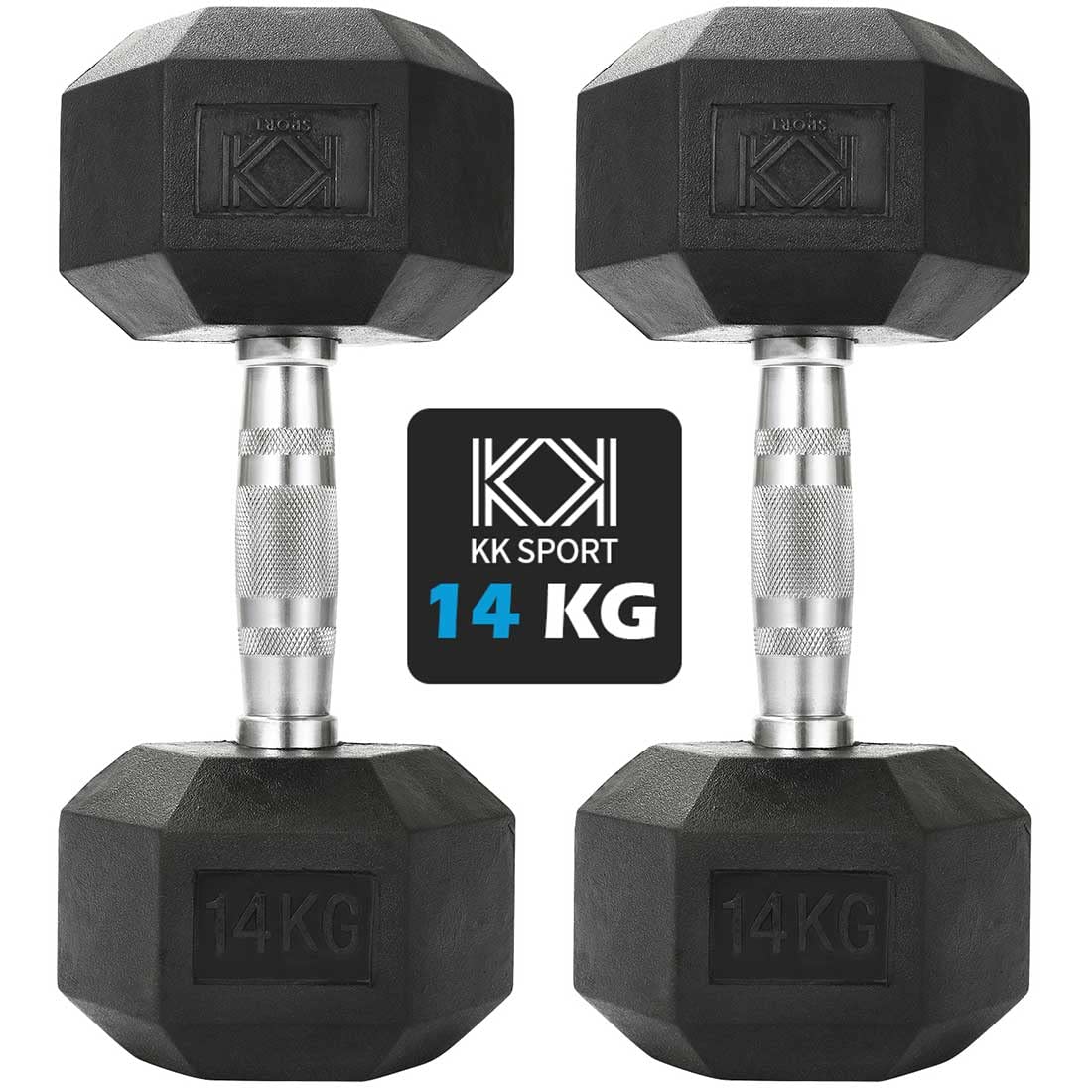 KK Hex Dumbbell Set - Dumbbell Weights For Weight Training - Hex Dumbbells Set With Rubber-Coated Heads, Stainless-Steel Core & Knurled Chrome Handle — image 1
