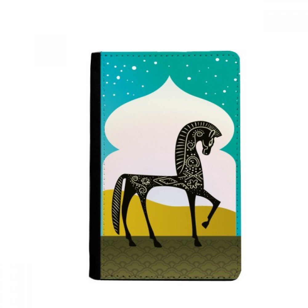 Castle Dream Princess Style Horse Blue Yellow Passport Holder Notecase Burse Wallet Cover Card Purse