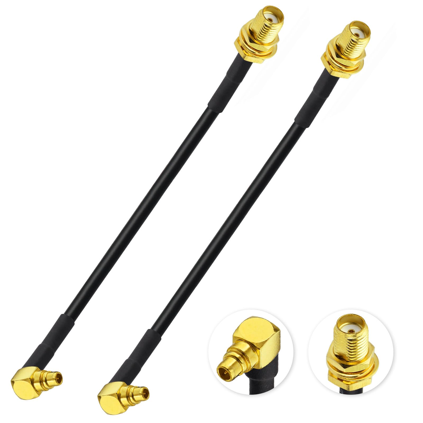 Superbat MMCX SMA 10 cm MMCX męski kątowy na SMA żeński kabel przedłużający antenę koncentryczną RG174 do Wi-Fi, sieci WLAN, sieci bezprzewodowej itp. (2 sztuki)