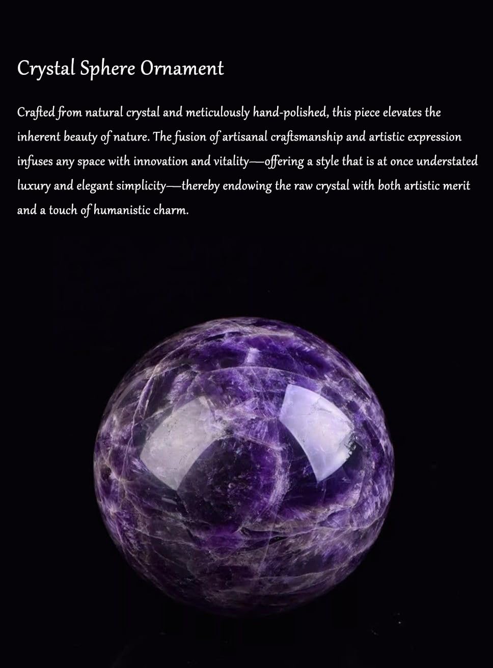NIBHZ Ametystowa kula Kamień naturalny Kryształowa kula Feng Shui Dekoracja domu Piłka Pozytywna energia Scrying Orb,120mm