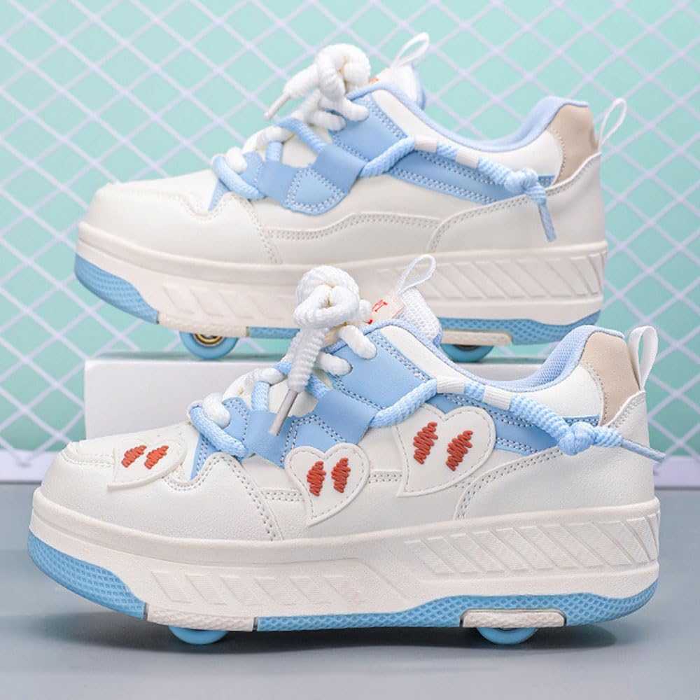 Hiseng Scarpe con Rotelle Bambina 29-40 EU Rosa, Azzurro, Bambino Sportive Scarpe da Skateboard Skateboard Sneakers Outdoor Multisport Scarpe da Ginnastica da Pattini Ragazze Ragazzi
