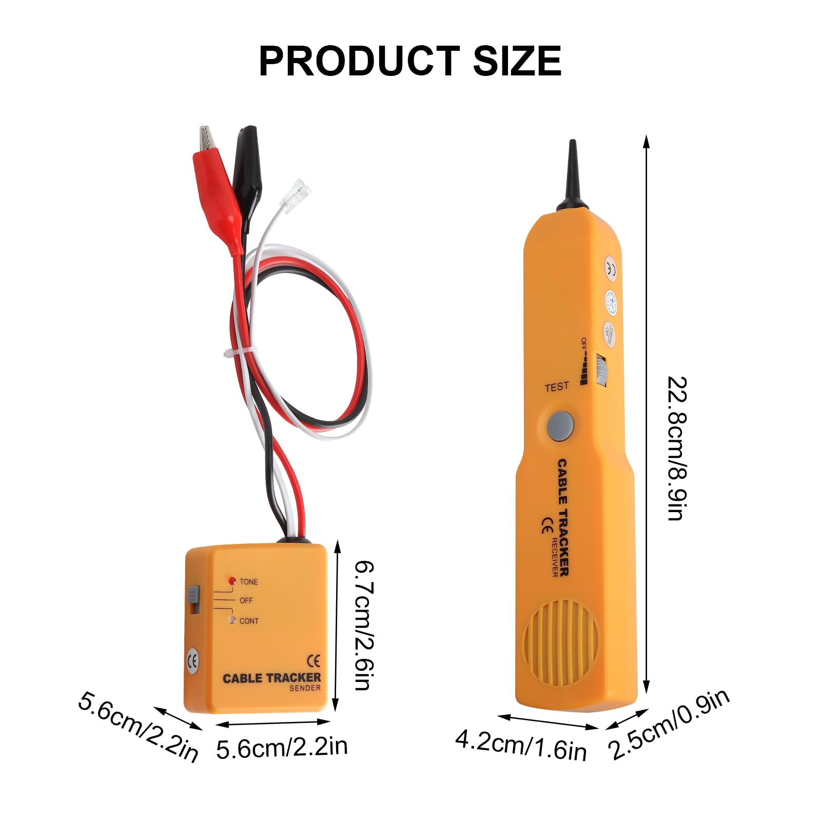 Tracker kablowy, baterie nie wchodzą w zakres dostawy, RJ11 tracer kablowy, antyzakłóceniowy, wielofunkcyjny, regulowana głośność, tester sieci z generatorem dźwięku i zestawem próbnym do wyszukiwania