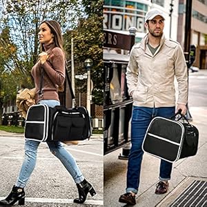 Borsa Estarer per Cani e Gatti, Grande, Trasporto Auto, Treno, Antifuga, Taglia Piccola, Nera
 - immagine 2