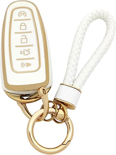 Funda para llavero para Nissan Smart Key Case Compatible con Nissan Pathfinder Rouge 4Runner 2023 2024 Accesorios de coche, Blanco