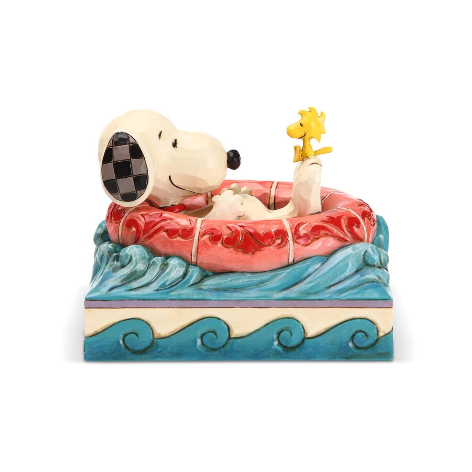 Enesco Peanuts by Jim Shore Snoopy and Woodstock in Floatie Heykelcik, 10 cm, Çok Renkli