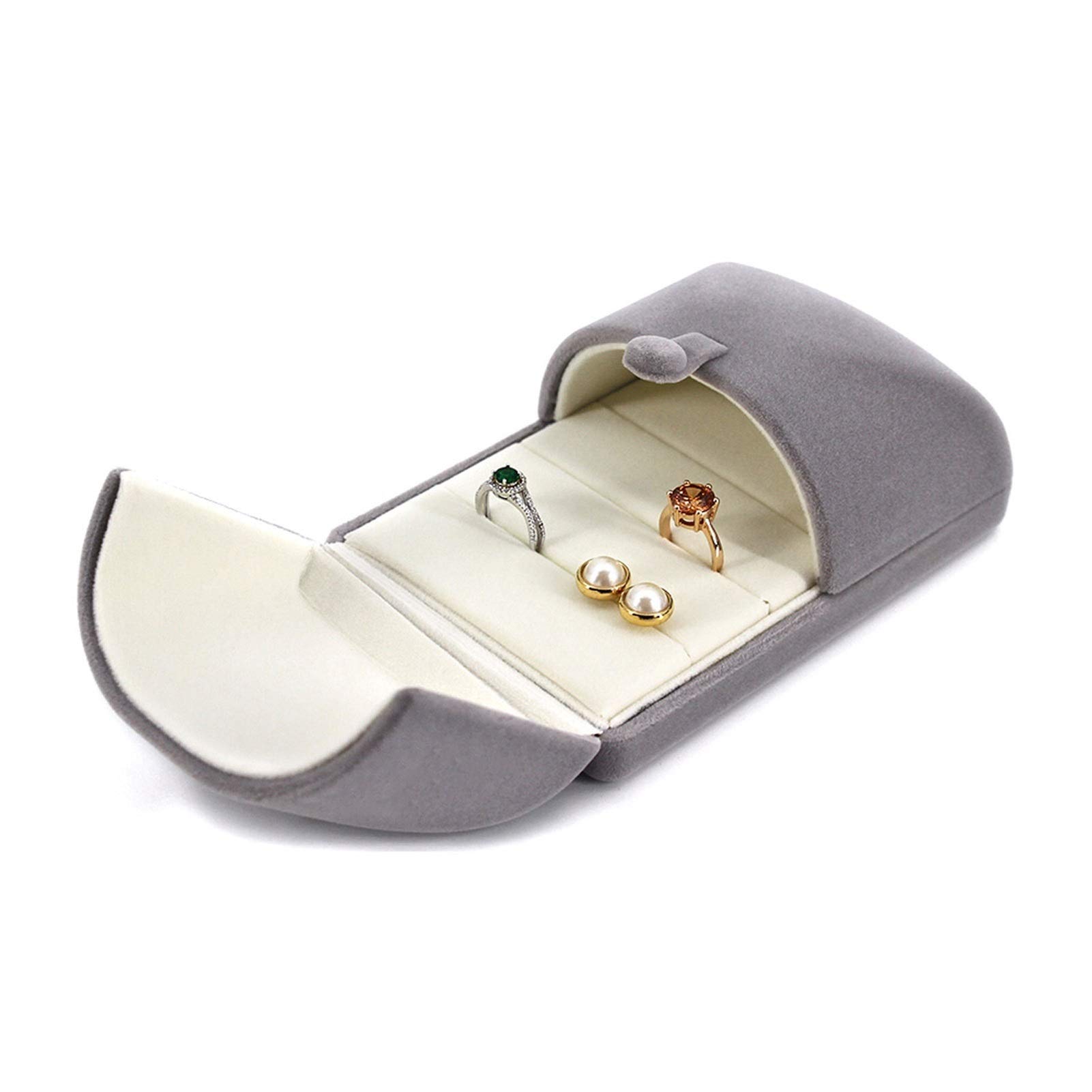 HDBCYUAZ Velvet Ring Box Earring Jewelry for Proposal/Engagement/Wedding/Commercial Display Premium Gift(Light gray)