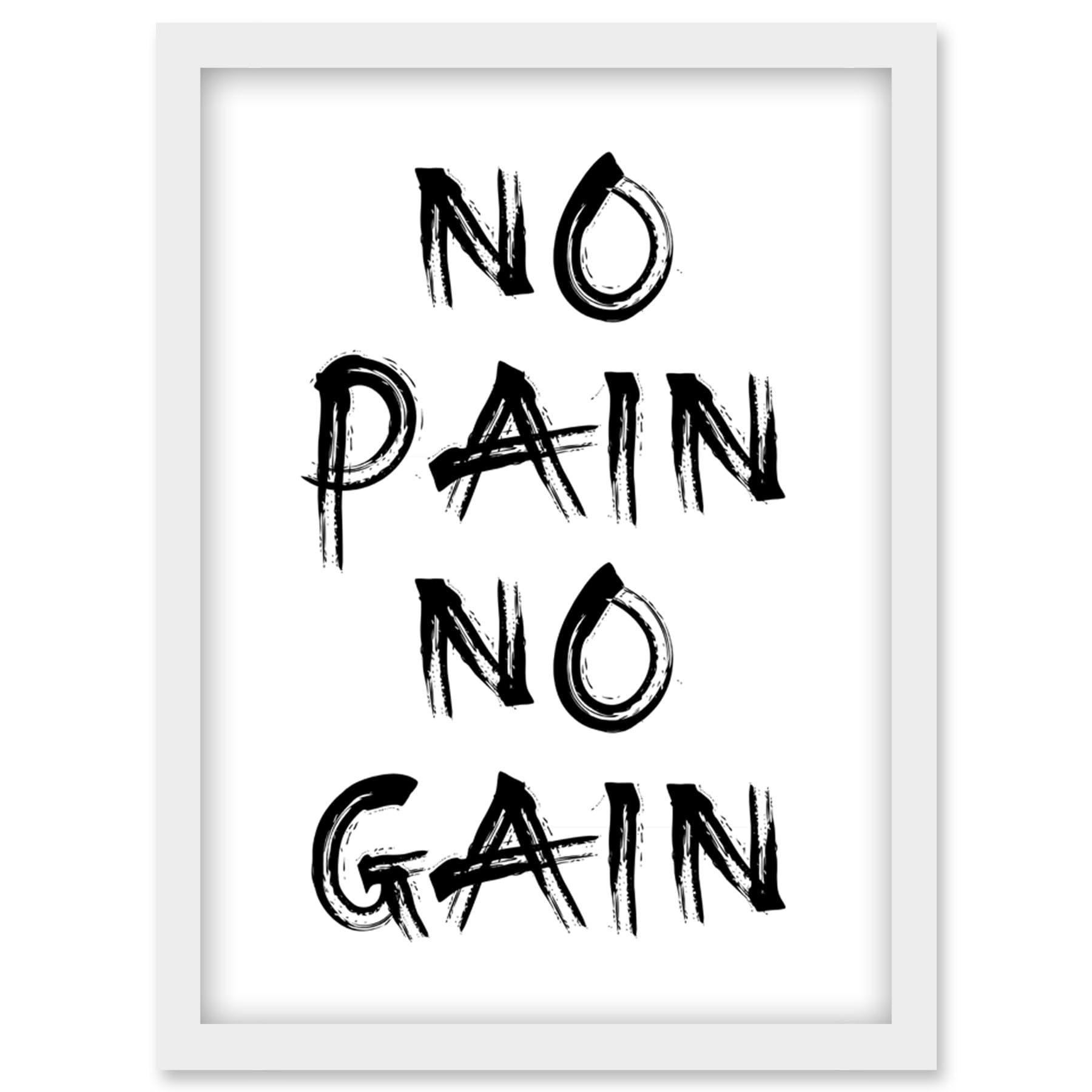 Artery8 Gym Decor Inspiration No Pain No Gain Inspirational Exercise Wall Art Artwork Framed Wall Art Print A4