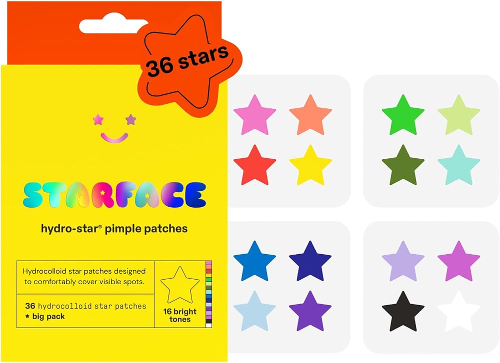 Starface Hydro-Star® Play Pack Hydrocolloid Star-Shaped Pimple Patch, 36 ct