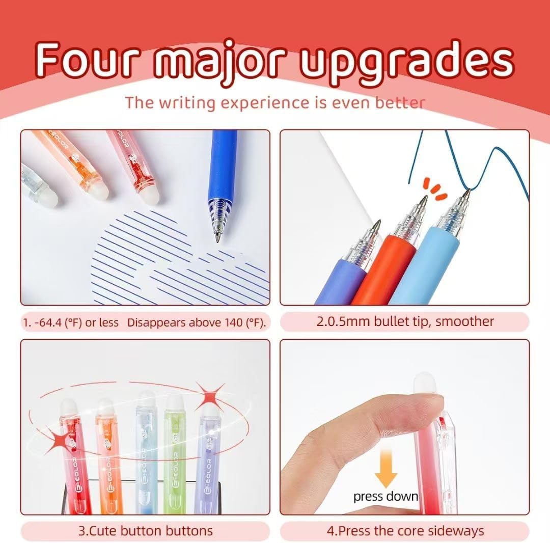 Retractable Erasable Gel Pens Clicker,Fine Point 0.7mm Smooth Writing Pens,Cute Pens For Writing Journaling Taking Notes School Office Home. (12 Colors) - Image 3