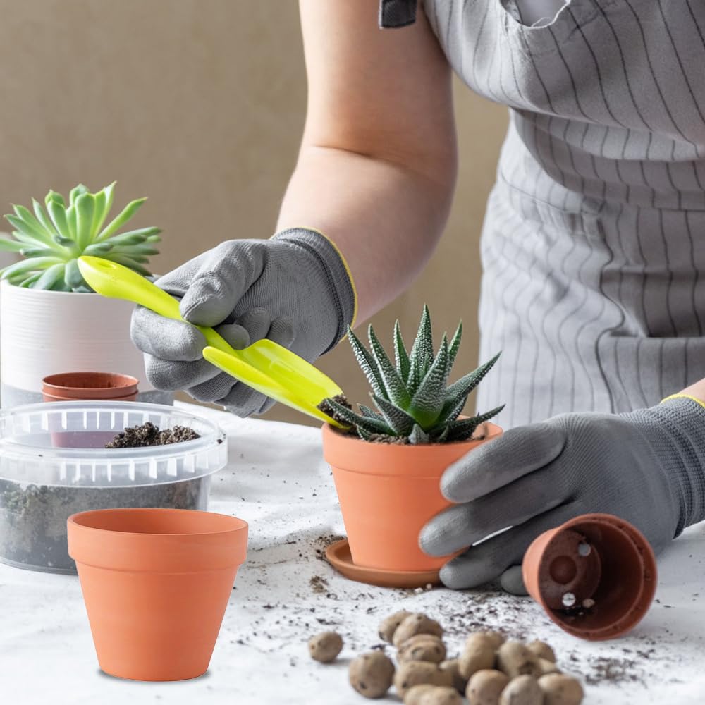 Lot de 10 Pots en Terre Cuite de 10 x 8 cm, Petits Pots en Argile, Mini Pots en Terre Cuite avec Trou de Drainage, Pot en Argile Réutilisable pour Plantes pour la Maison et Le Bureau