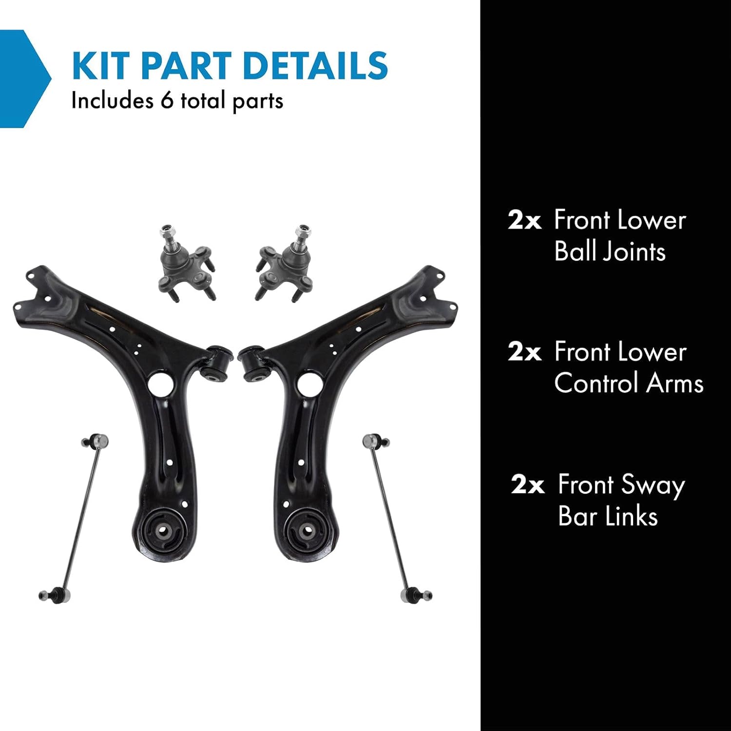 TRQ Front Suspension Kit Ball Joint Control Arm Sway Bar Stabilizer Link Compatible with 2012-2019 Volkswagen Beetle 2012-2021 Passat
