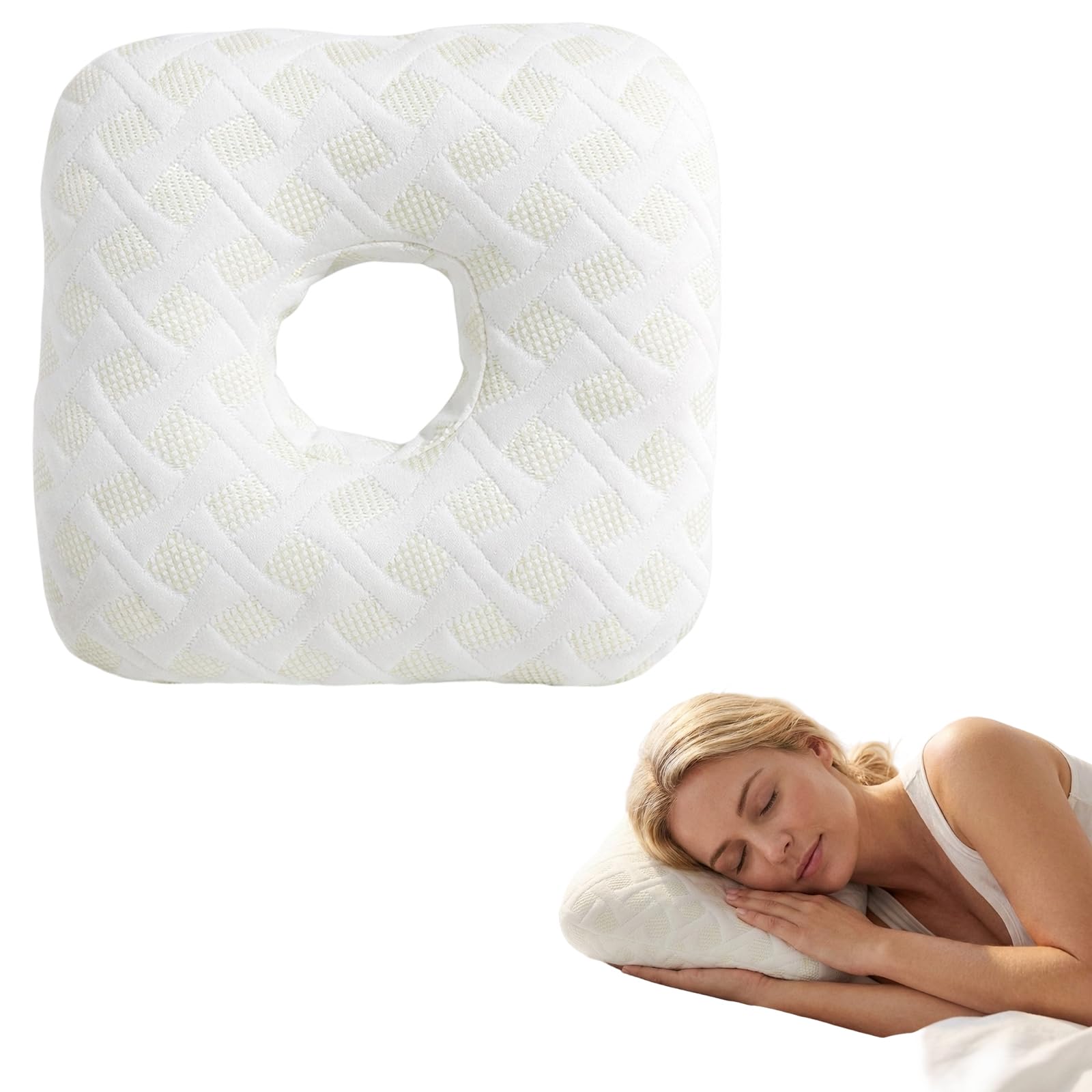 KxrTpx Piercing Pillow, Ear Piercing Pillow with Hole for Side Sleepers, Customisable Ear Pain Relief Pillow, Donut Pillow for Ear, Machine Washable Design with Comfortable Fabric