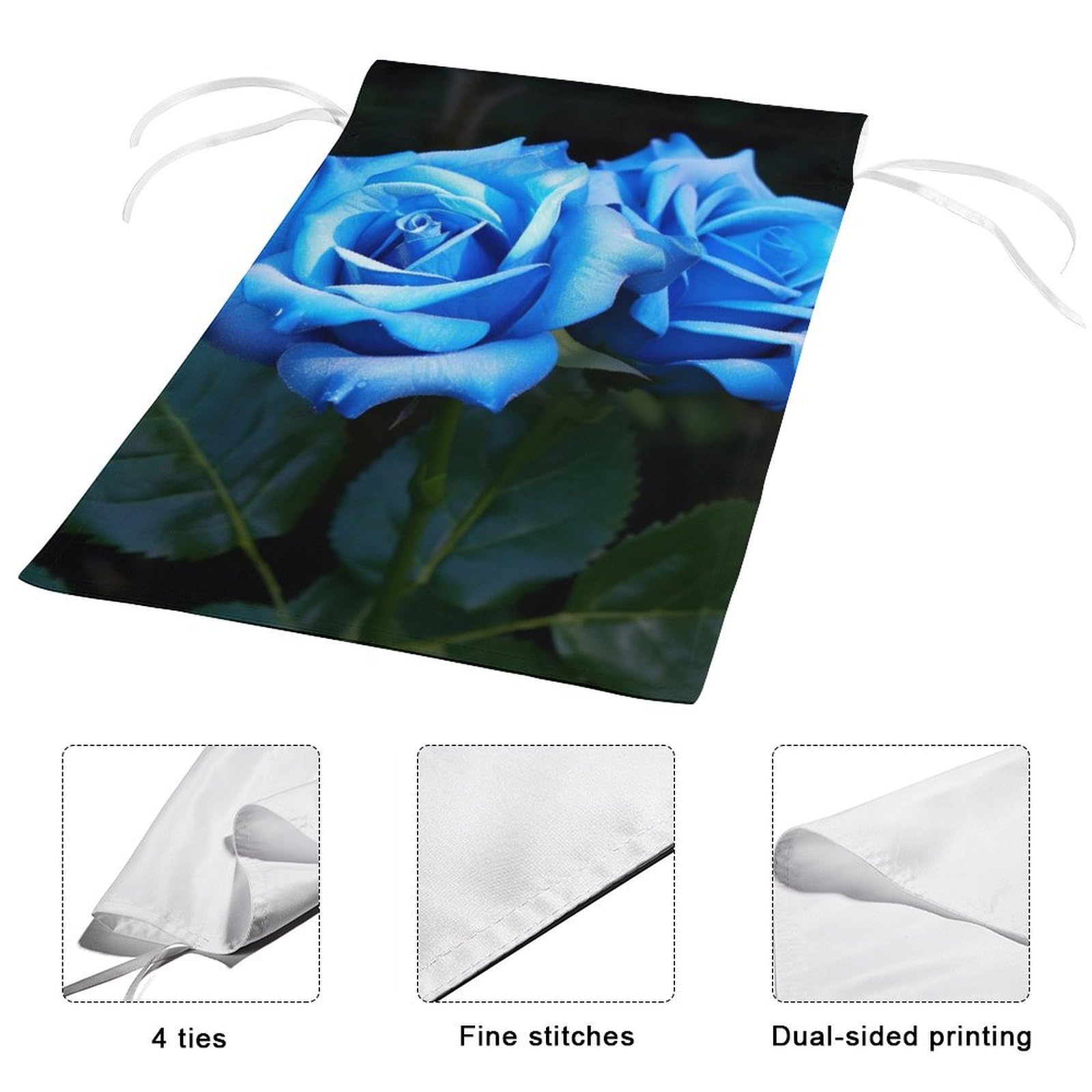 TopPacific Yorkie Willkommens-Gartenflagge 30,5x45,7 Cm – Doppelseitig Bedruckt, Aus Polyester | Mit Blauer Rose, Für Hof, Balkon Oder Terrasse