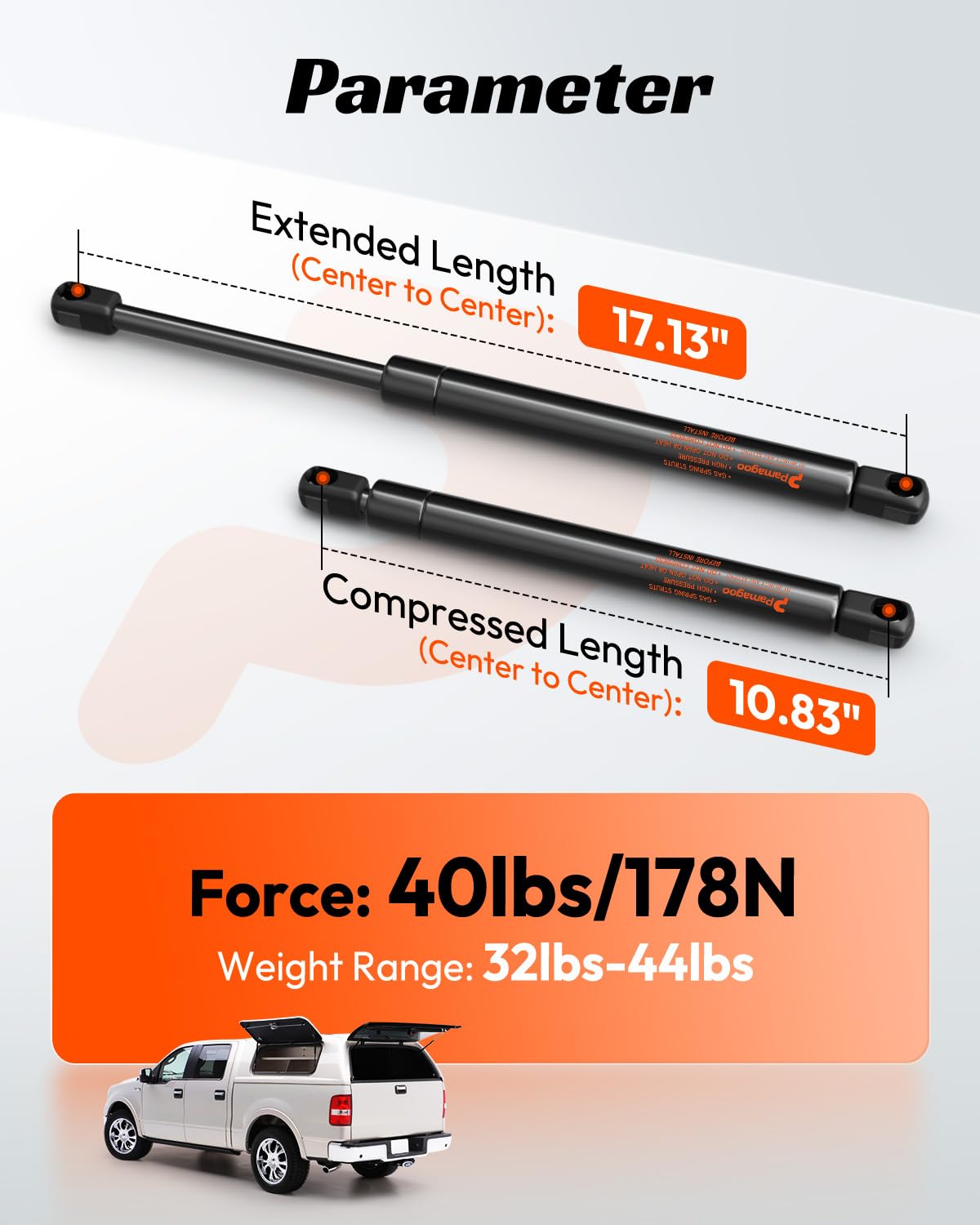 Snapklik.com : C16-06874 17 Inch 40 Lbs Gas Strut, 2 PCS C16-09450 Gas ...