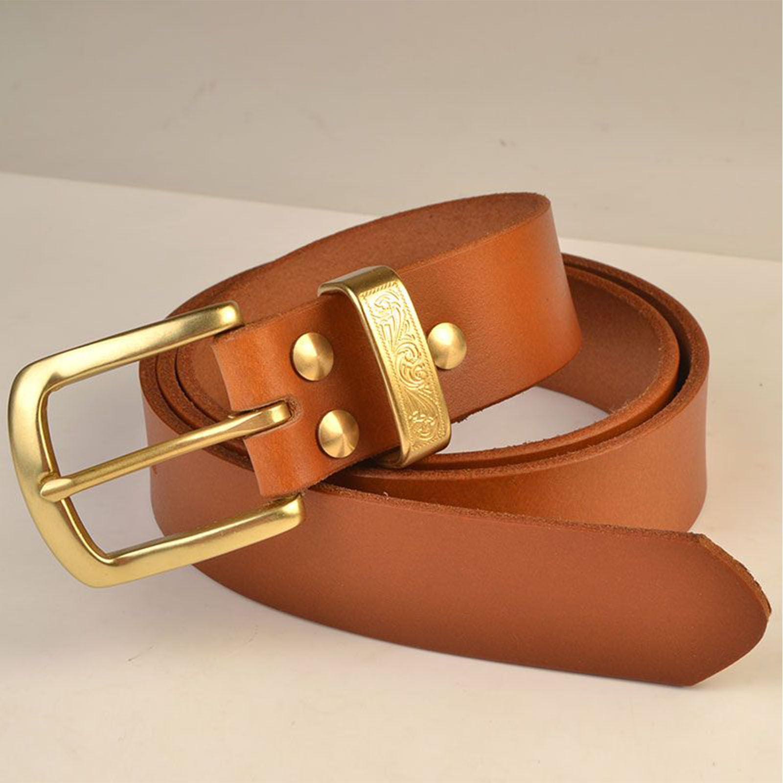 Cintura, cintura da cowboy for uomo, cintura da uomo con fibbia ad ardiglione Cintura regolabile in vera pelle denim con fibbia dorata