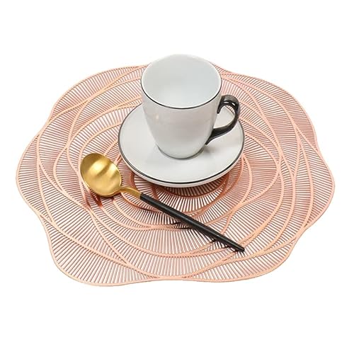 Platzset Tischset Untersetzer Abwaschbar 6er Set Rund Hitzebeständig rutschfest Platzdeckchen für Weihnachten, Partys, Küchen, Restaurants(Roségold) Cover