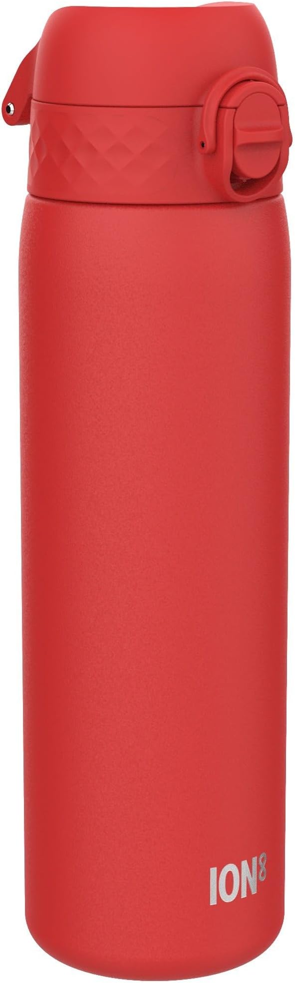 Ion8 Lightweight Steel Water Bottle, 600 ml/20 oz, Non-Insulated, Leak Proof, Easy to Open, Secure Lock, Dishwasher Safe, Flip Cover, Fits Cup Holders, Carry Handle, Metal Water Bottle, Red