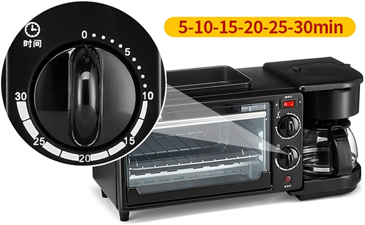 Forno Premium Convezione Fornello alogeno Fornello Caffettiera Teppanyaki Maker Multifunzione 3 in 1 Facile da Pulire Ideale per arrostire, cuocere al Forno Utile