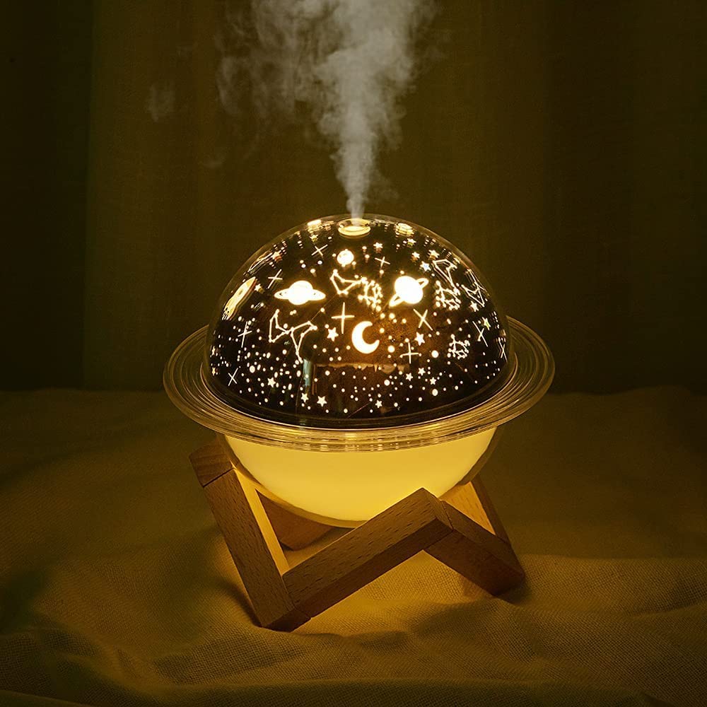 2 in 1 Galaxy Star Projector Night Light with Cool Mist Humidifier | USB Powered LED Atmosphere Lamp | Color Changing Room Light | Space Planet Design for Bedroom Kids Home Office Decor | Pack of 1-image-21